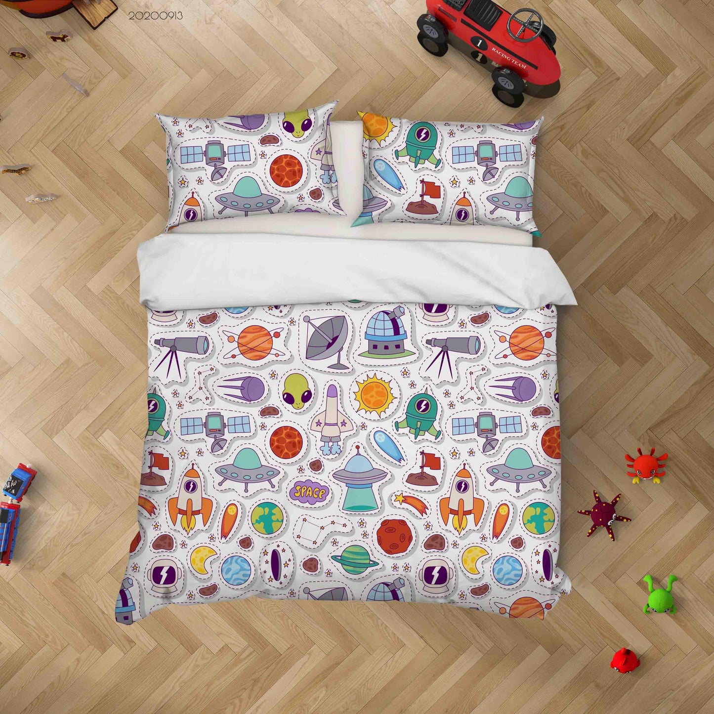 3D Cartoon Astronomy Space Pattern Quilt Cover Set Bedding Set Duvet Cover Pillowcases WJ 1808