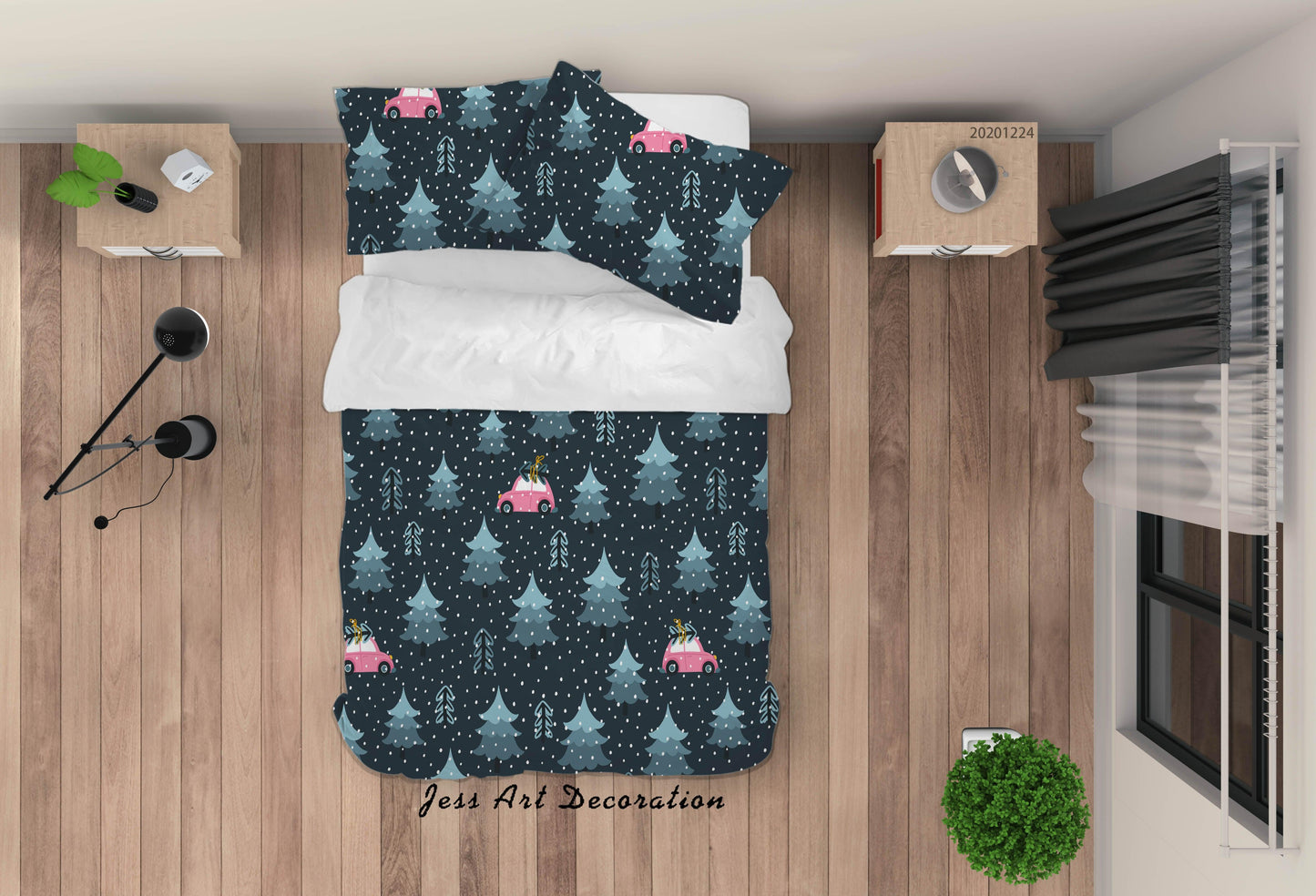 3D Cartoon Christmas Design Quilt Cover Set Bedding Set Duvet Cover Pillowcases 2 LQH