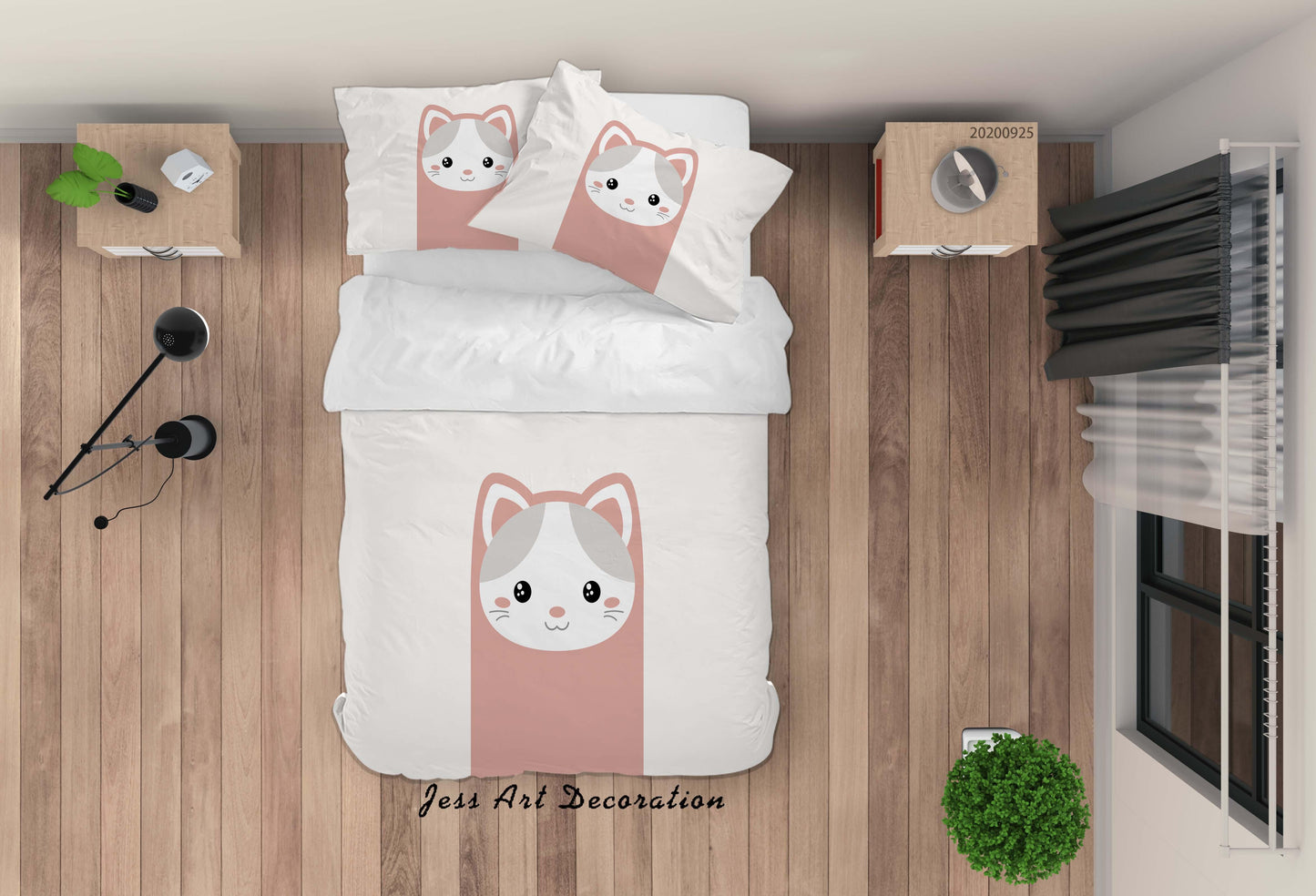 3D Cartoon Animal Cat Pattern Quilt Cover Set Bedding Set Duvet Cover Pillowcases WJ 6473