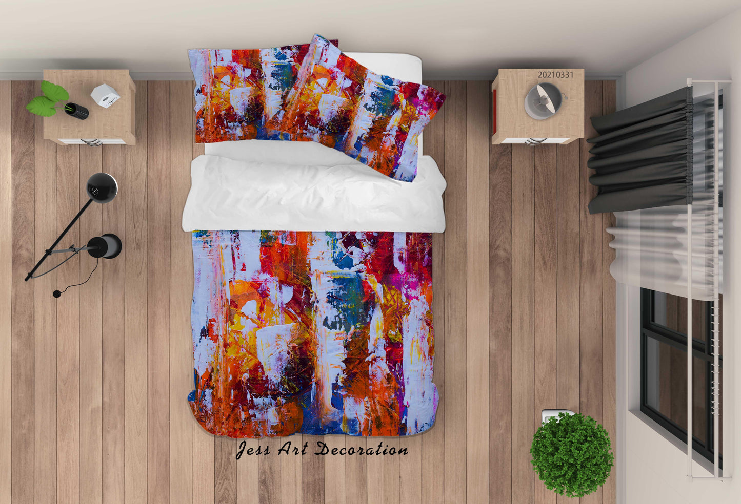 3D Abstract Color Graffiti Quilt Cover Set Bedding Set Duvet Cover Pillowcases 300