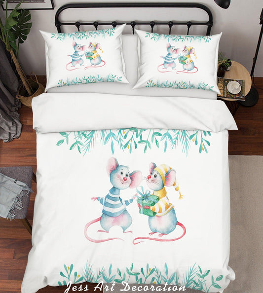 3D Cartoon Mouse Leaves Quilt Cover Set Bedding Set Duvet Cover Pillowcases SF79