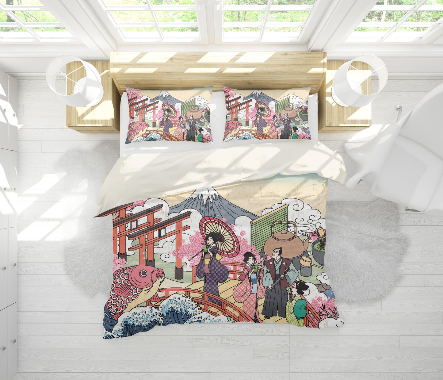 3D Cartoon Japanese Festival Quilt Cover Set Bedding Set Pillowcases 178