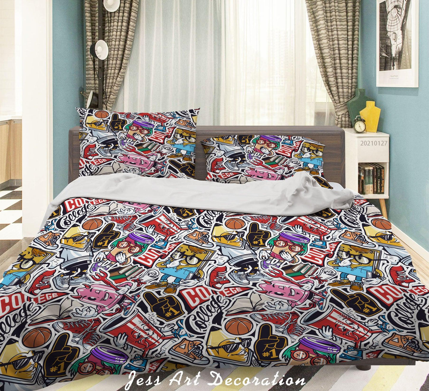 3D Abstract Color Graffiti Quilt Cover Set Bedding Set Duvet Cover Pillowcases 224