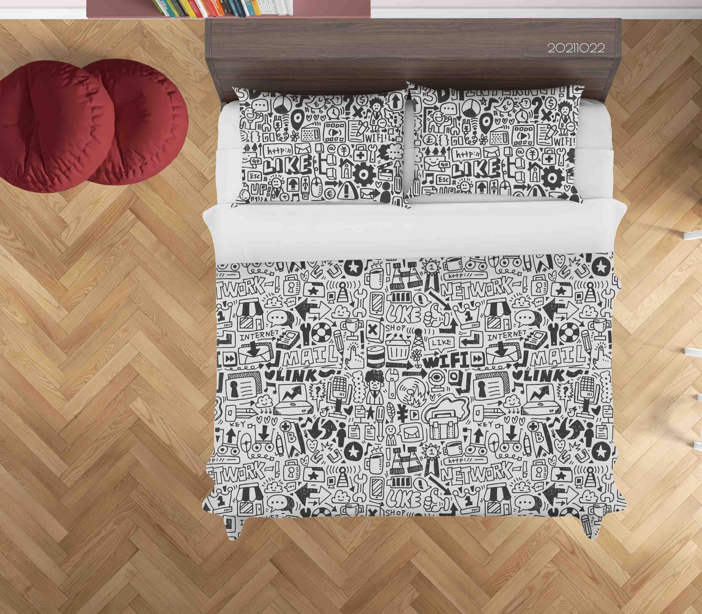 3D Cartoon Grey Illustration Graffiti Quilt Cover Set Bedding Set Duvet Cover Pillowcases 79