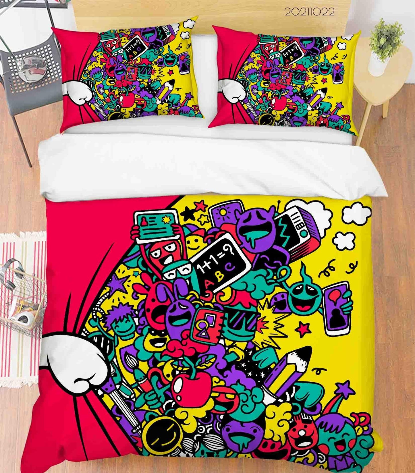 3D Abstract Color Monster Graffiti Quilt Cover Set Bedding Set Duvet Cover Pillowcases 44