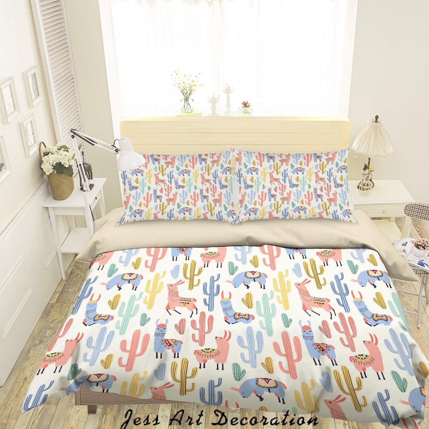 3D Cartoon Cactus Alpaca Quilt Cover Set Bedding Set Duvet Cover Pillowcases SF115
