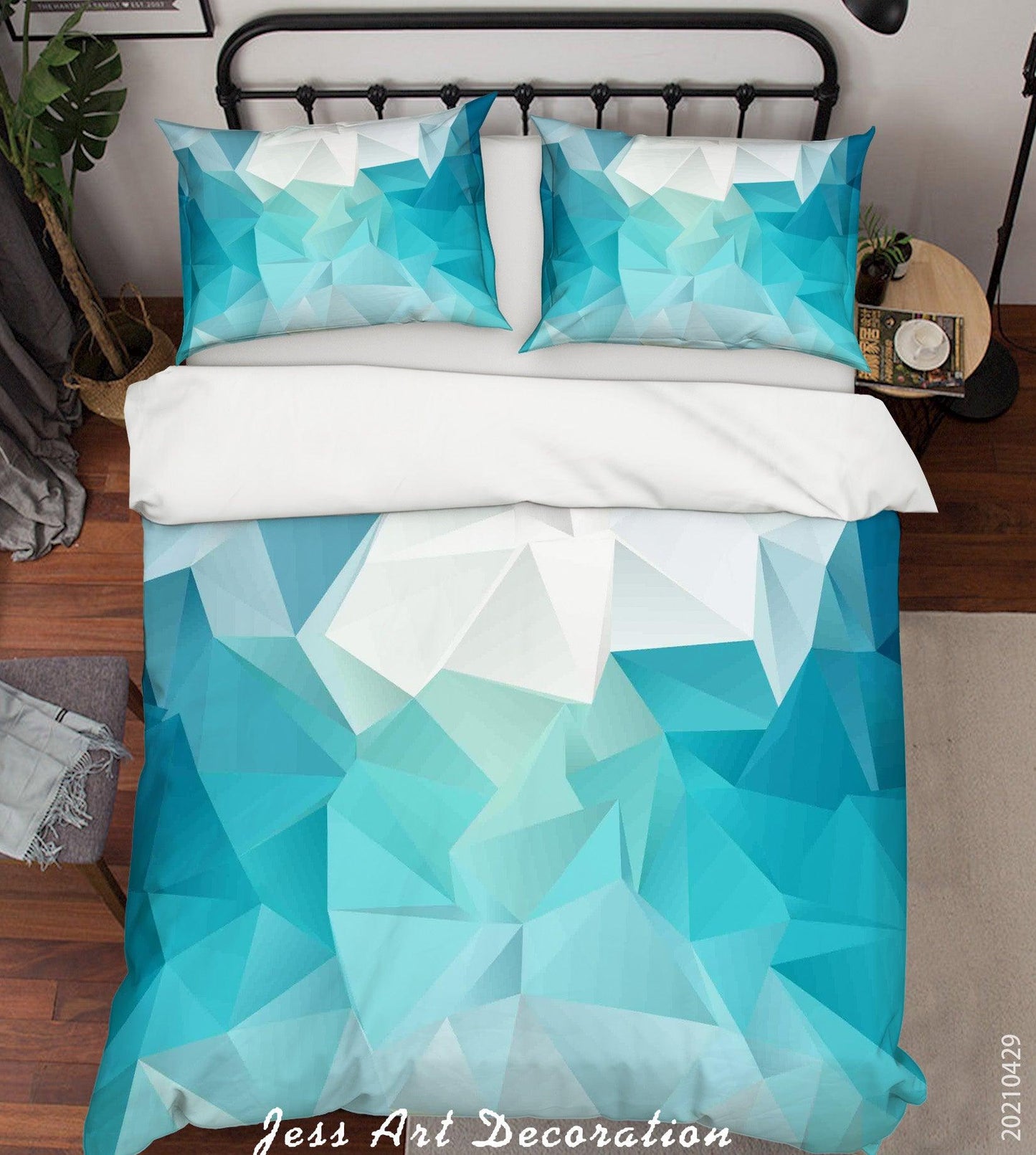 3D Abstract Blue Geometric Pattern Quilt Cover Set Bedding Set Duvet Cover Pillowcases 234