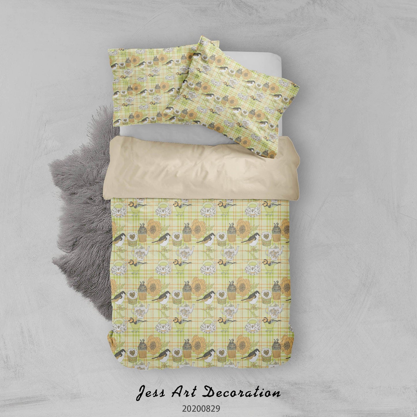 3D Abstract Hand Draw Cartoon Floral Pattern Quilt Cover Set Bedding Set Duvet Cover Pillowcases WJ 3542