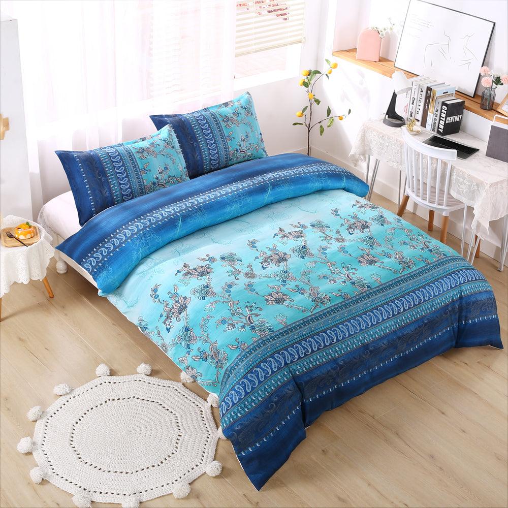 3D Blue Paisley Floral Quilt Cover Set Bedding Set Duvet Cover Pillowcases 511