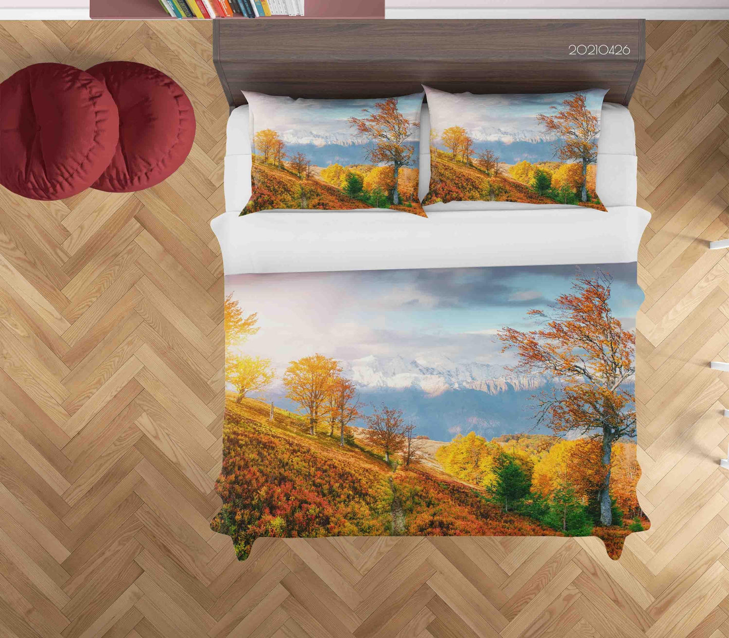 3D Autumn Forest Mountain Landscape Quilt Cover Set Bedding Set Duvet Cover Pillowcases 292