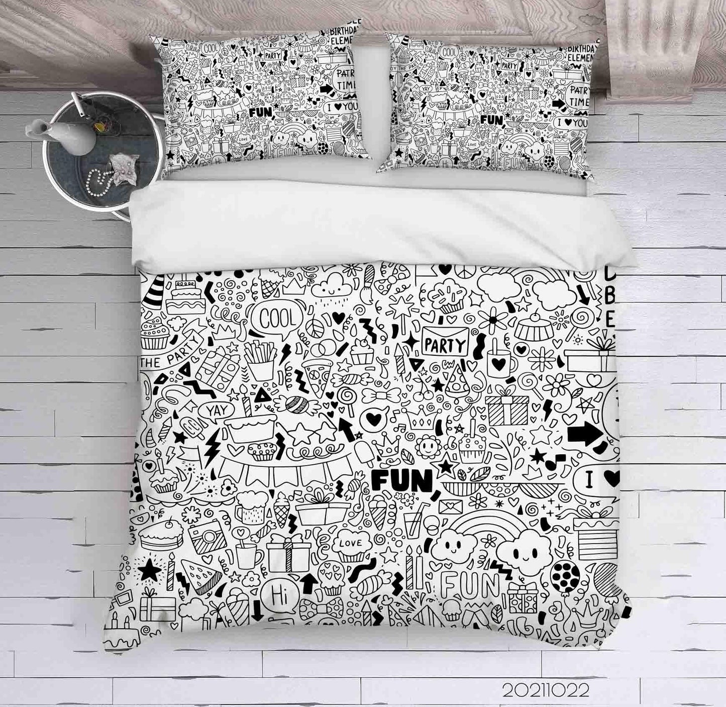 3D Abstract Fun Illustration Doodle Quilt Cover Set Bedding Set Duvet Cover Pillowcases 39