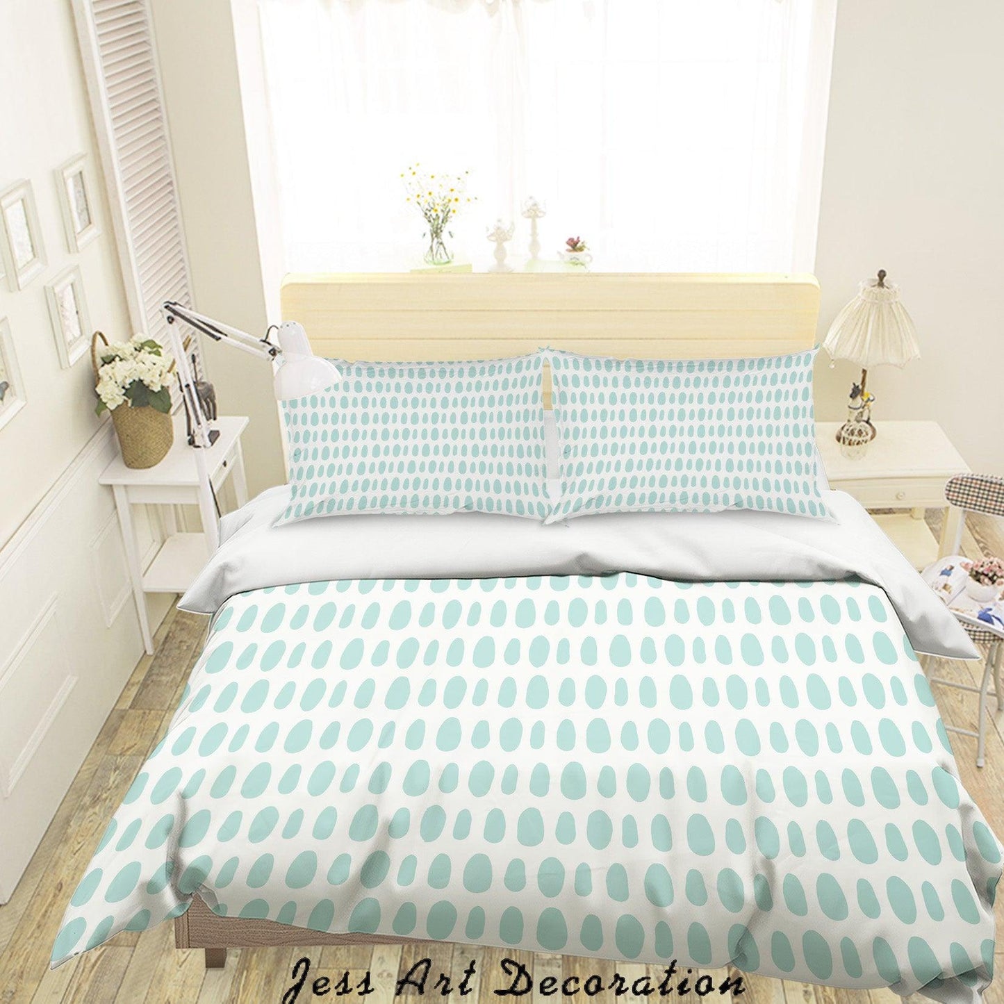 3D Blue Oval Quilt Cover Set Bedding Set Duvet Cover Pillowcases SF117