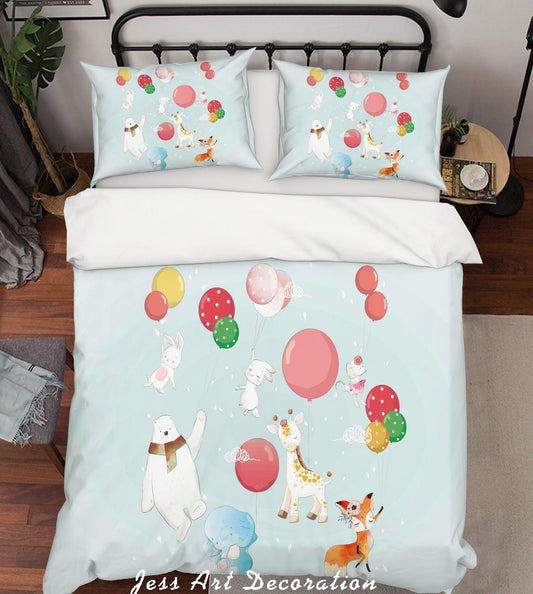 3D Blue Cartoon Animal Balloon Quilt Cover Set Bedding Set Duvet Cover Pillowcases SF64