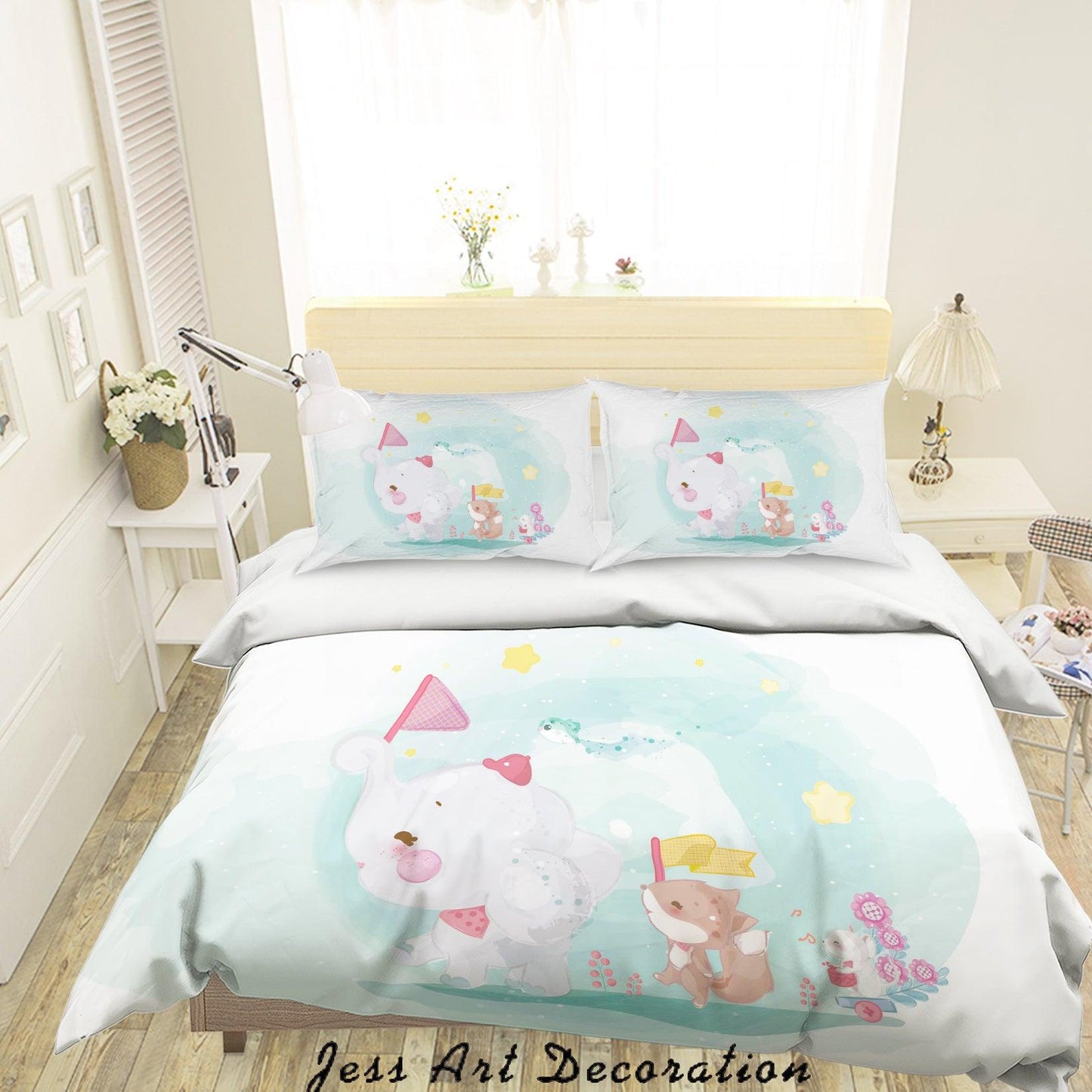 3D Cartoon Elephant Squirrel Mouse Quilt Cover Set Bedding Set Duvet Cover Pillowcases SF11