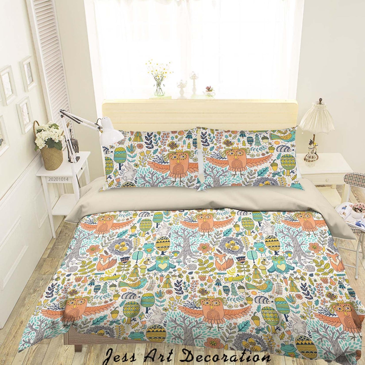 3D Cartoon Animal Owl Fox Tree Pattern Quilt Cover Set Bedding Set Duvet Cover Pillowcases WJ 9717