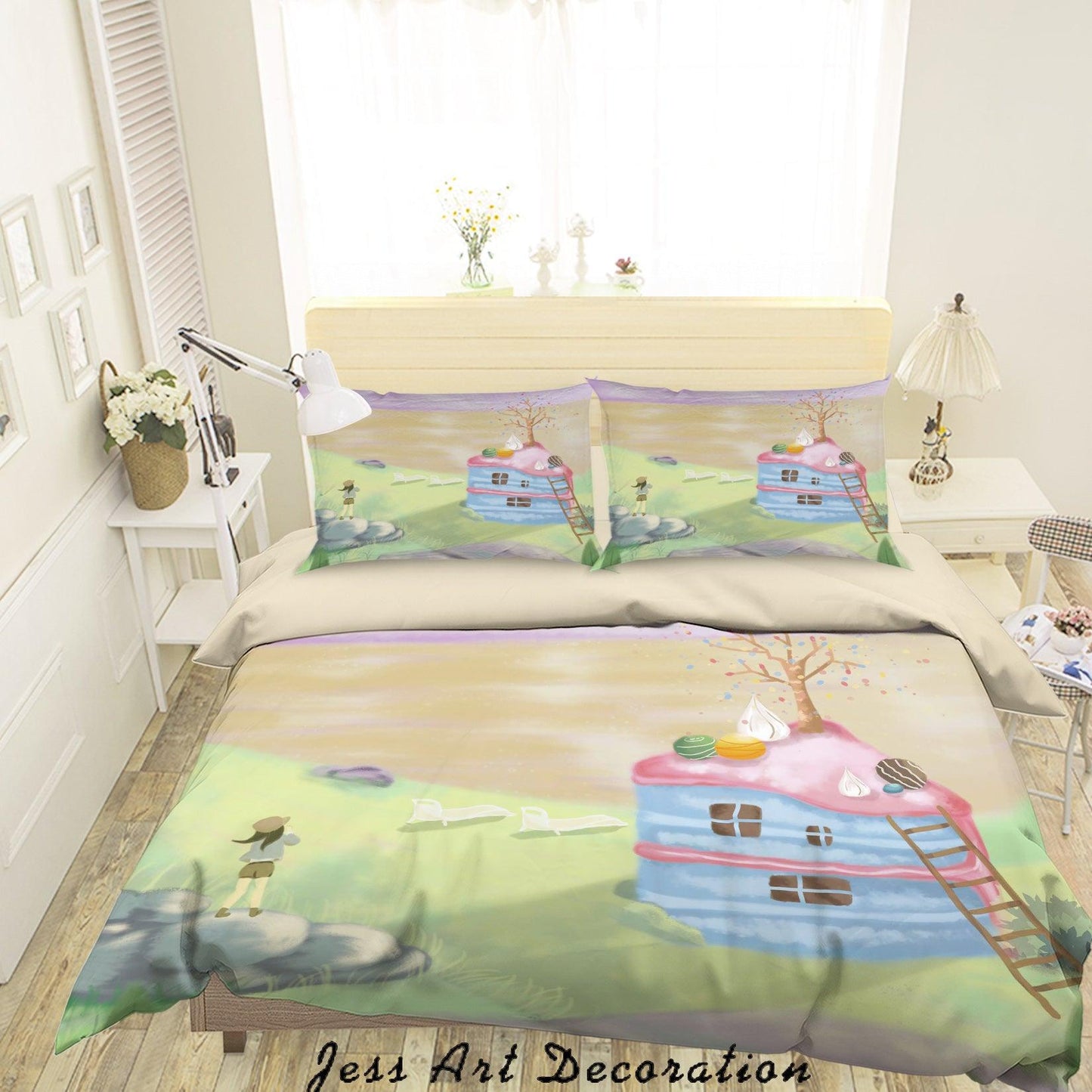3D Cartoon House Tree Ladder Quilt Cover Set Bedding Set Duvet Cover Pillowcases A563 LQH