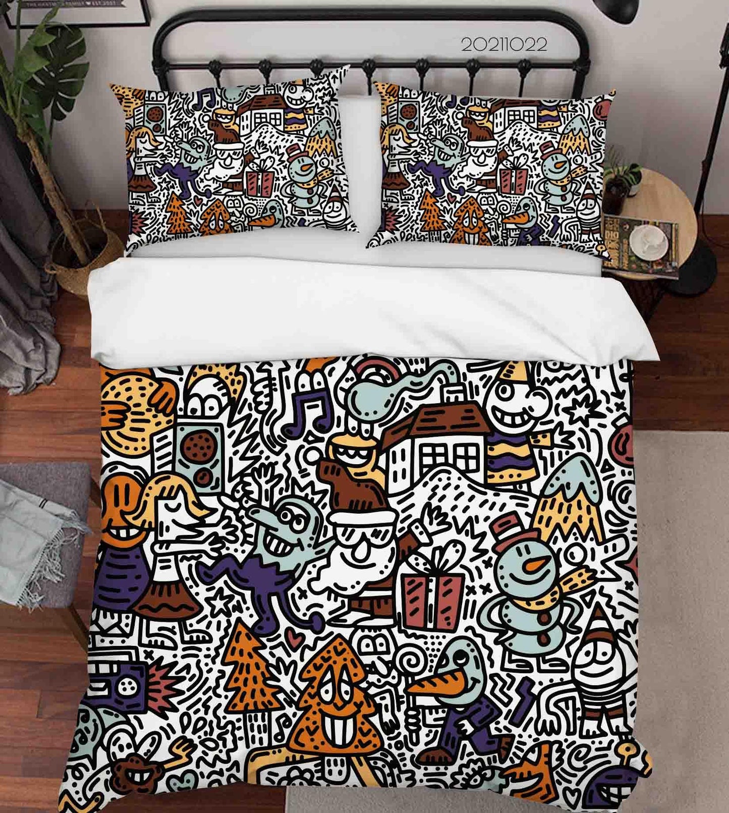 3D Abstract Illustration Art Doodle Quilt Cover Set Bedding Set Duvet Cover Pillowcases 90