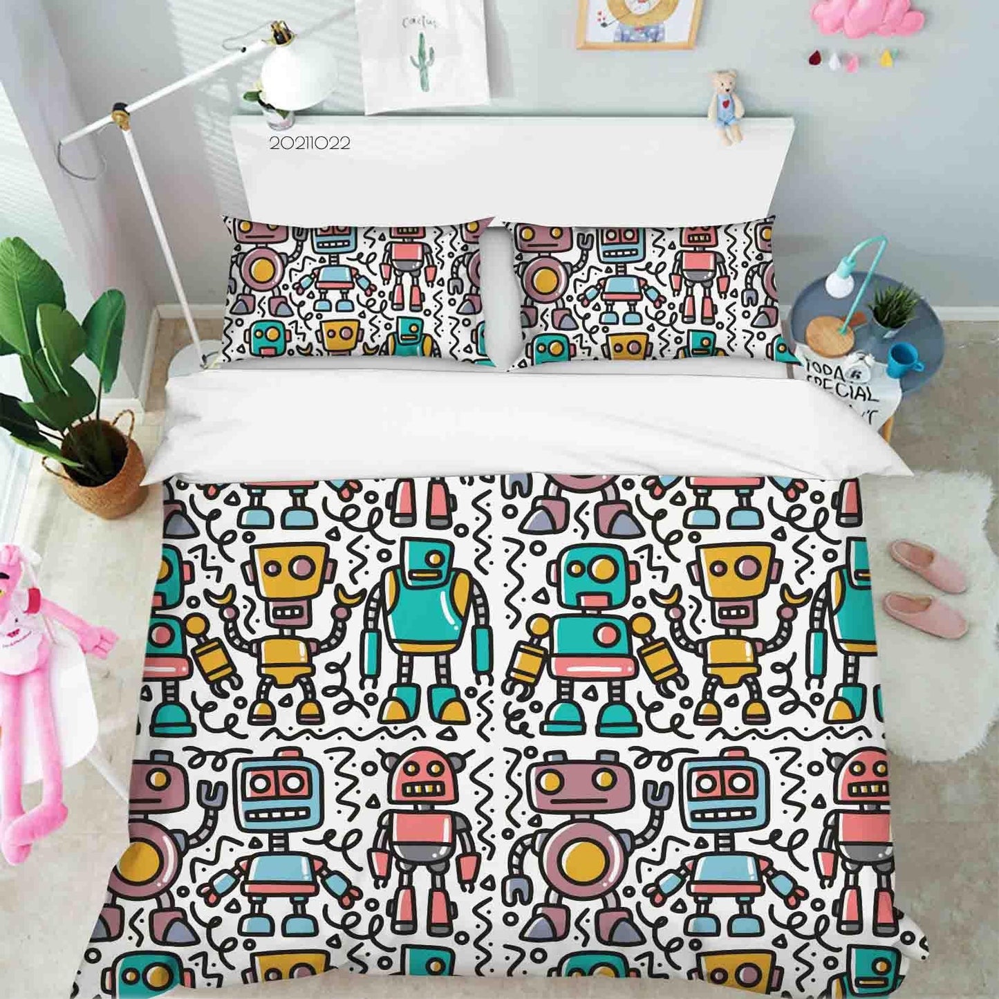 3D Abstract Robot Graffiti Quilt Cover Set Bedding Set Duvet Cover Pillowcases 75