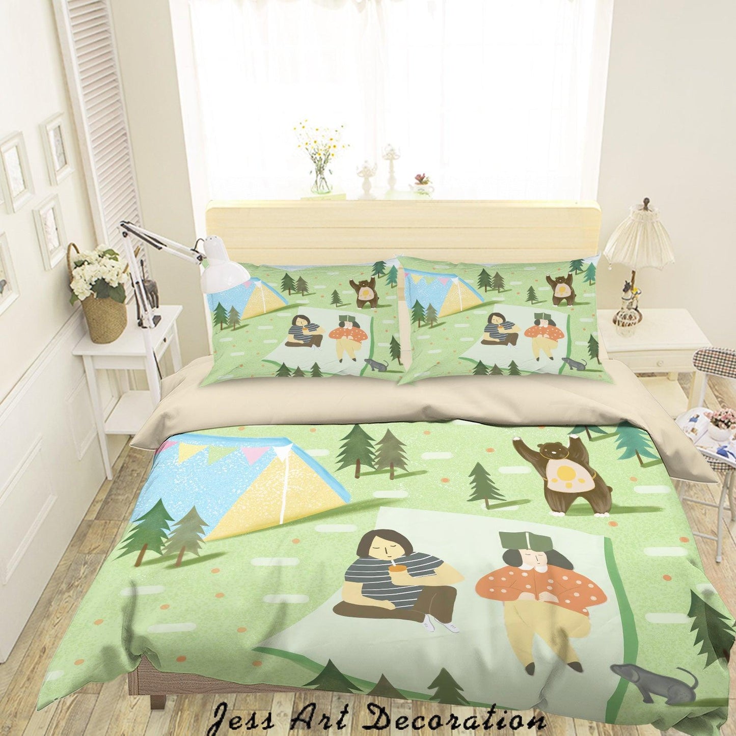 3D Cartoon Bear Tent Tree Quilt Cover Set Bedding Set Duvet Cover Pillowcases A623 LQH