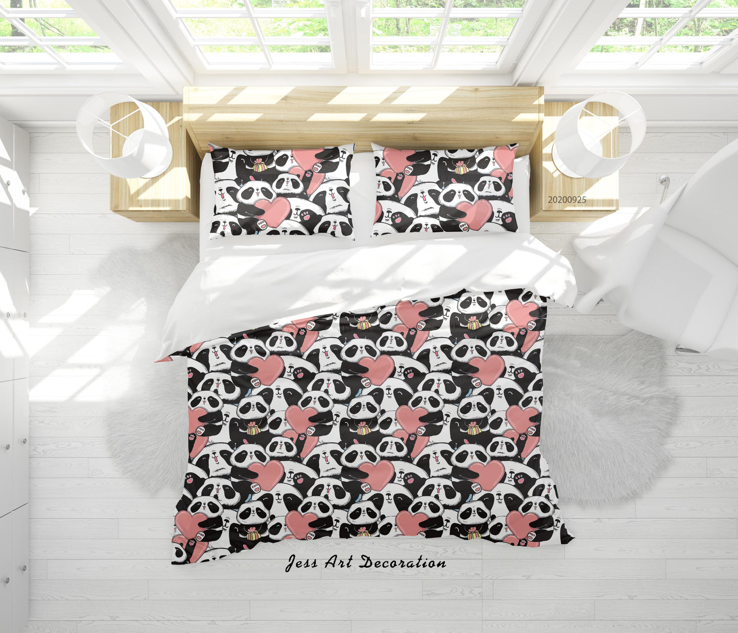 3D Cartoon Animal Panda Pattern Quilt Cover Set Bedding Set Duvet Cover Pillowcases WJ 6455