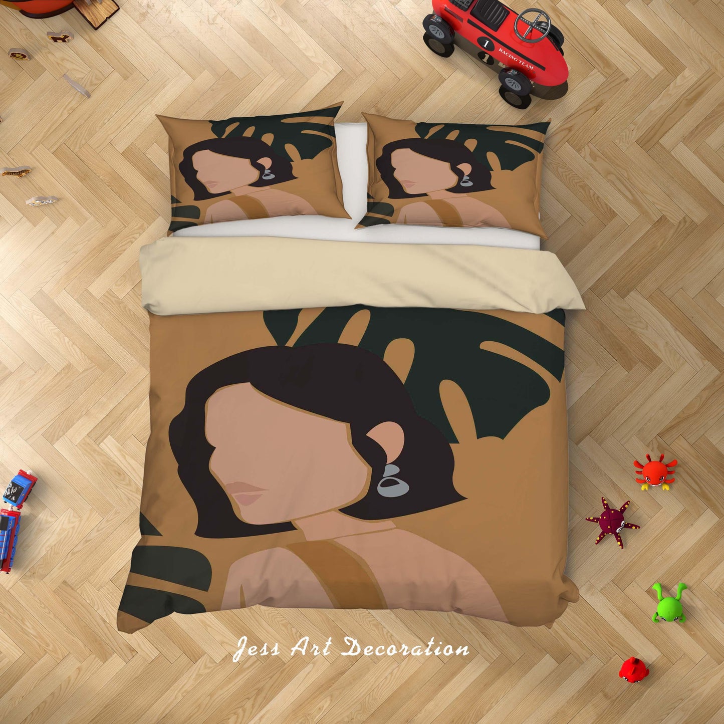 3D Beauty Woman Leaves Quilt Cover Set Bedding Set Duvet Cover Pillowcases SF01