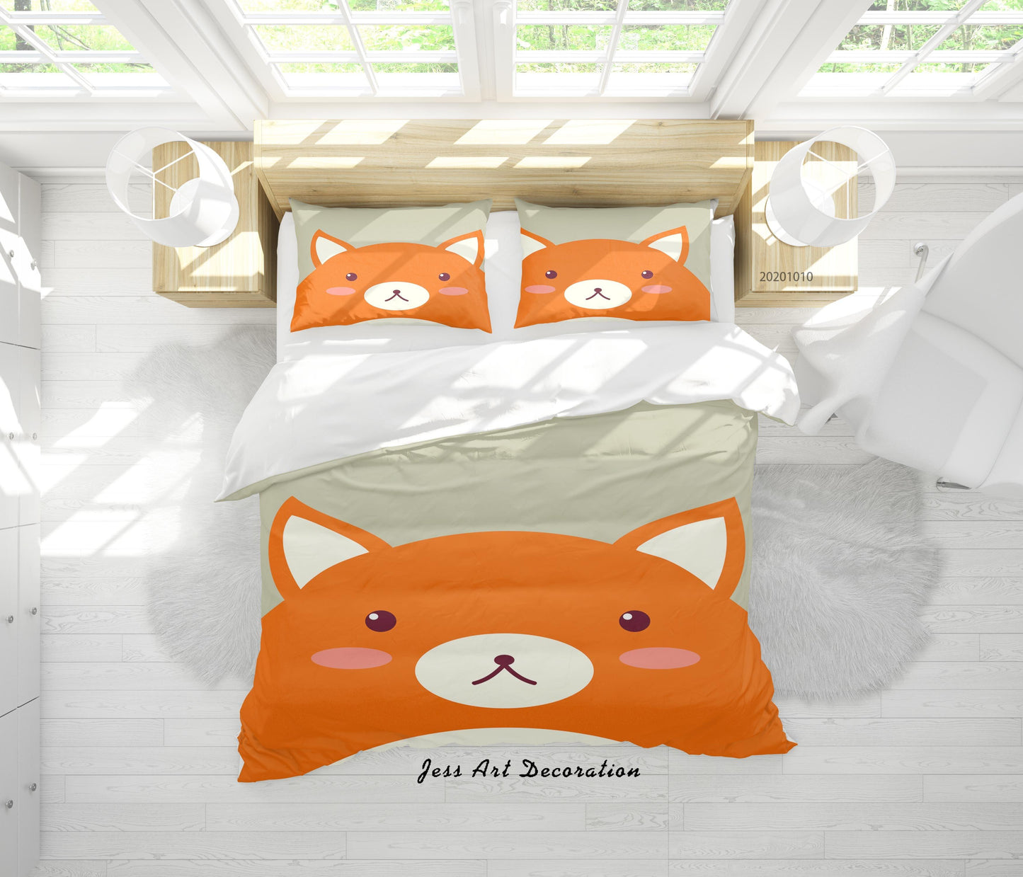 3D Cartoon Cute Animal Fox Quilt Cover Set Bedding Set Duvet Cover Pillowcases WJ 9516