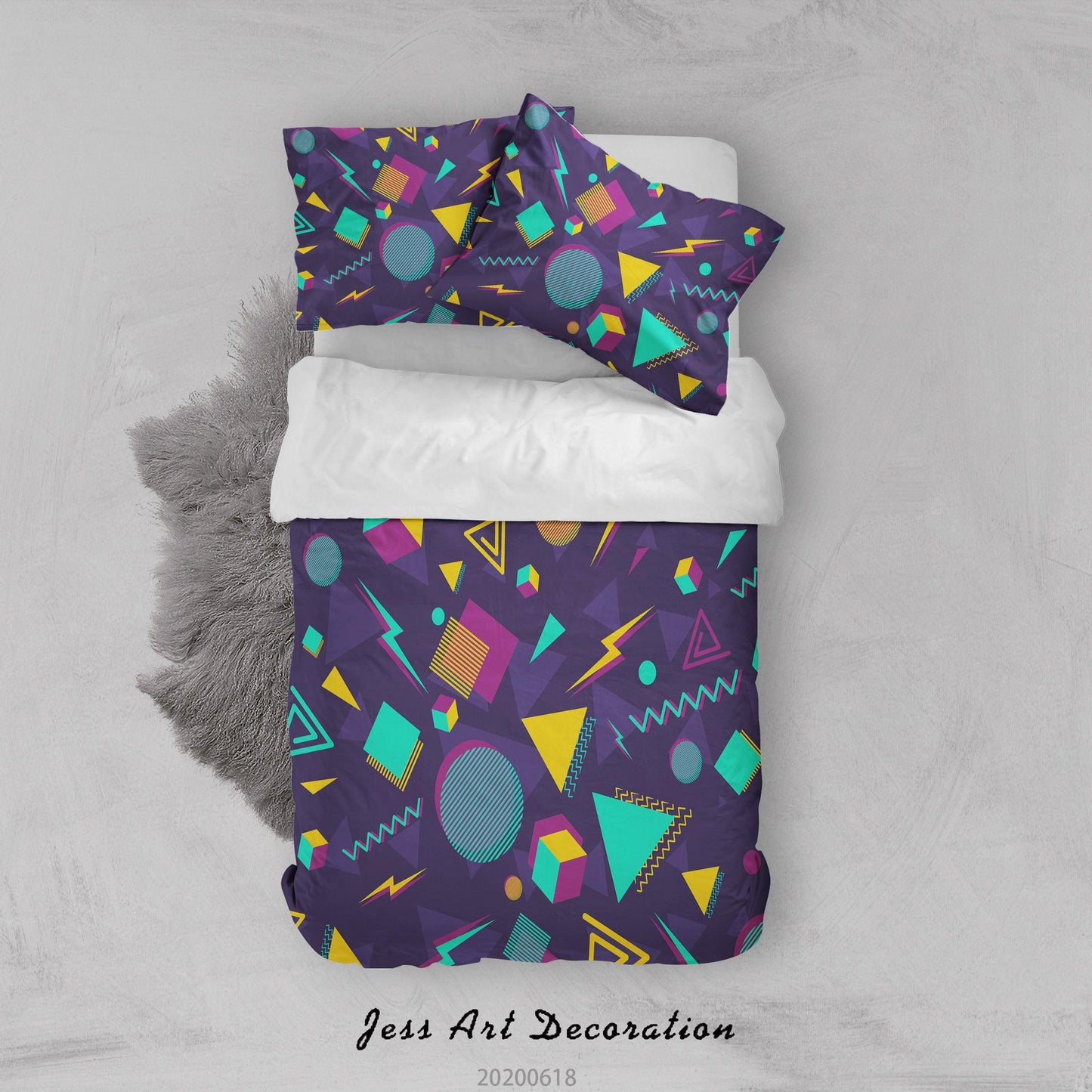 3D Blue Geometry Quilt Cover Set Bedding Set Duvet Cover Pillowcases SF96