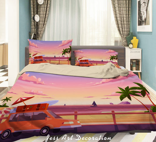3D Automobile Rail Sea Sailing Tree Quilt Cover Set Bedding Set Duvet Cover Pillowcase 277