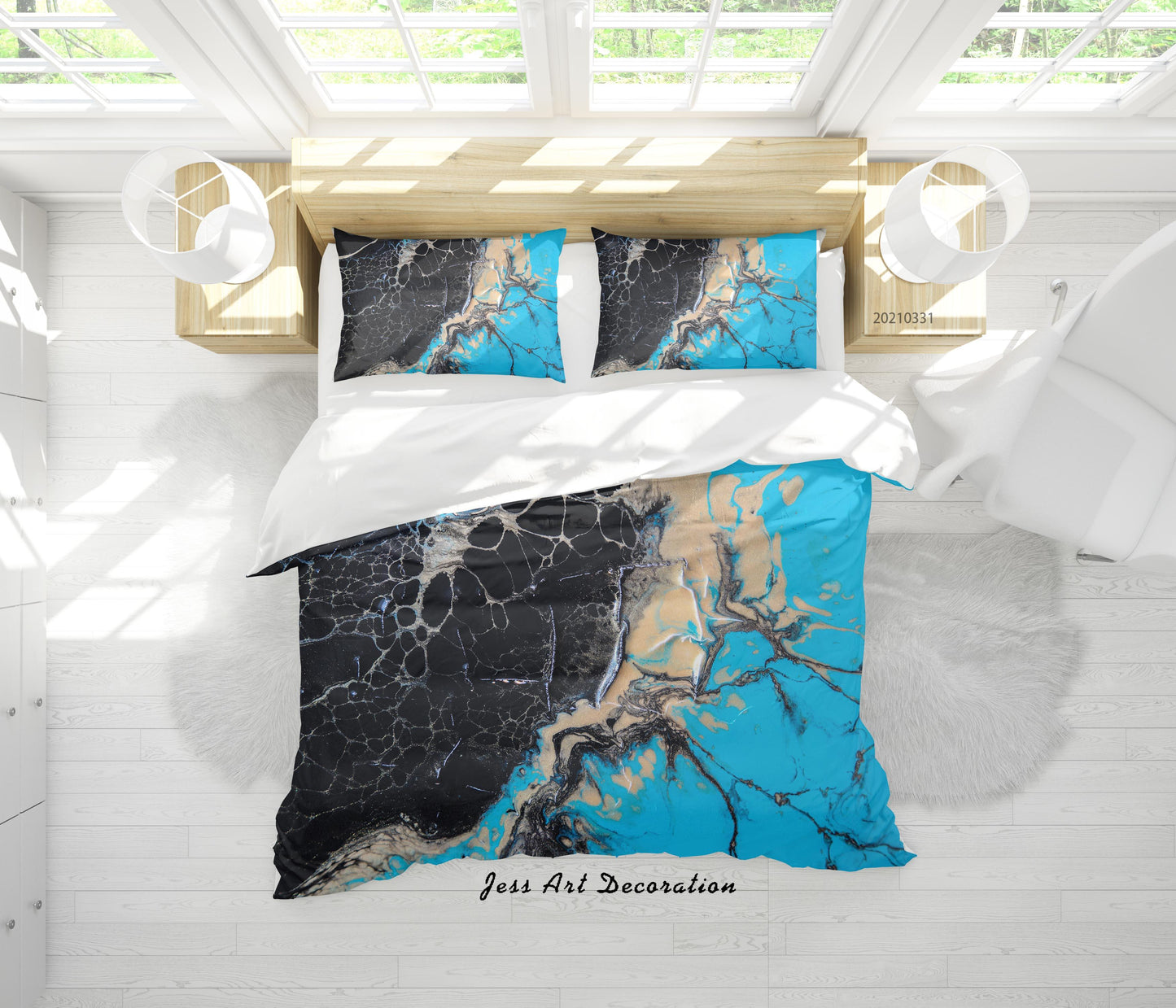 3D Abstract Blue Marble Quilt Cover Set Bedding Set Duvet Cover Pillowcases 155
