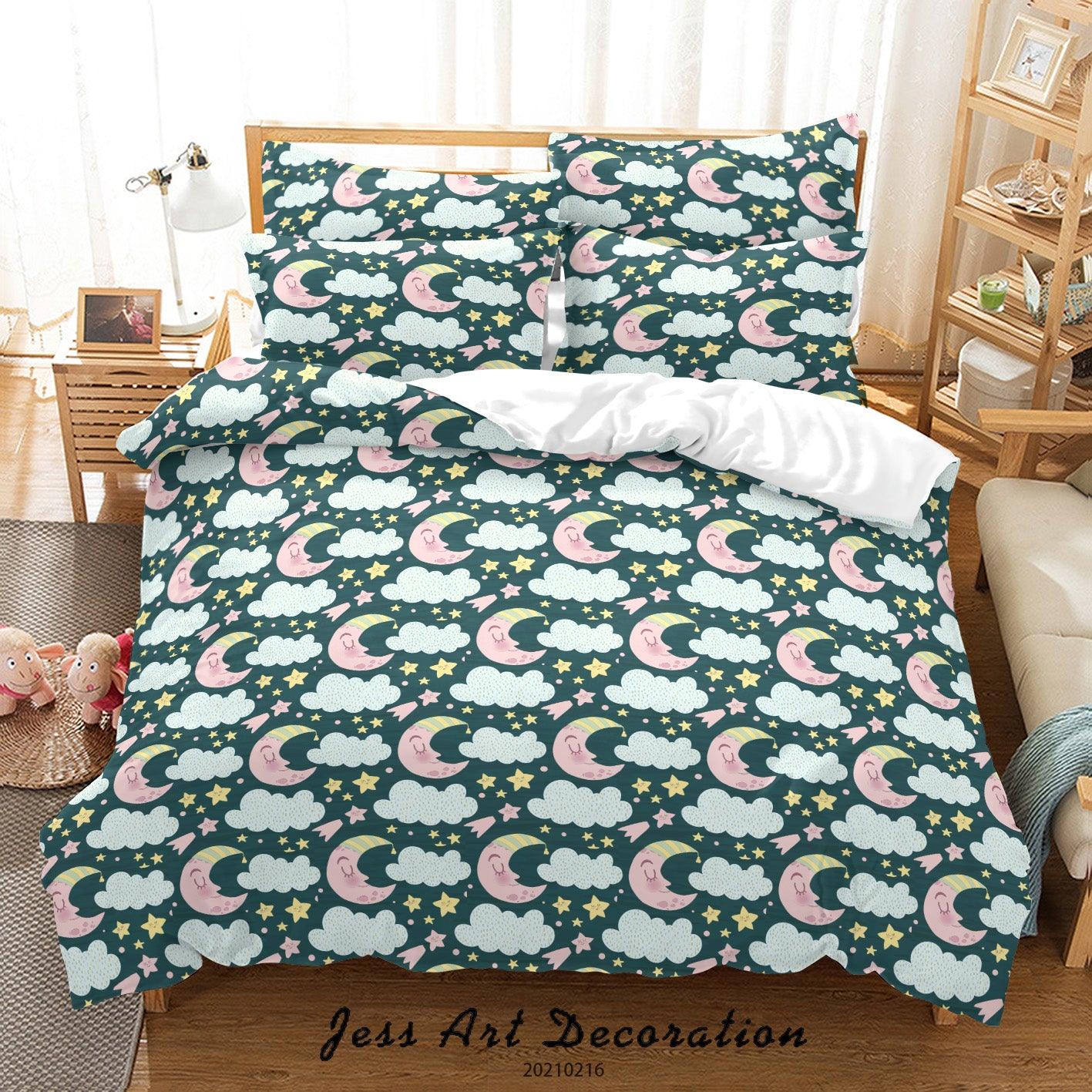 3D Cartoon Moon Cloud Quilt Cover Set Bedding Set Duvet Cover Pillowcases 282