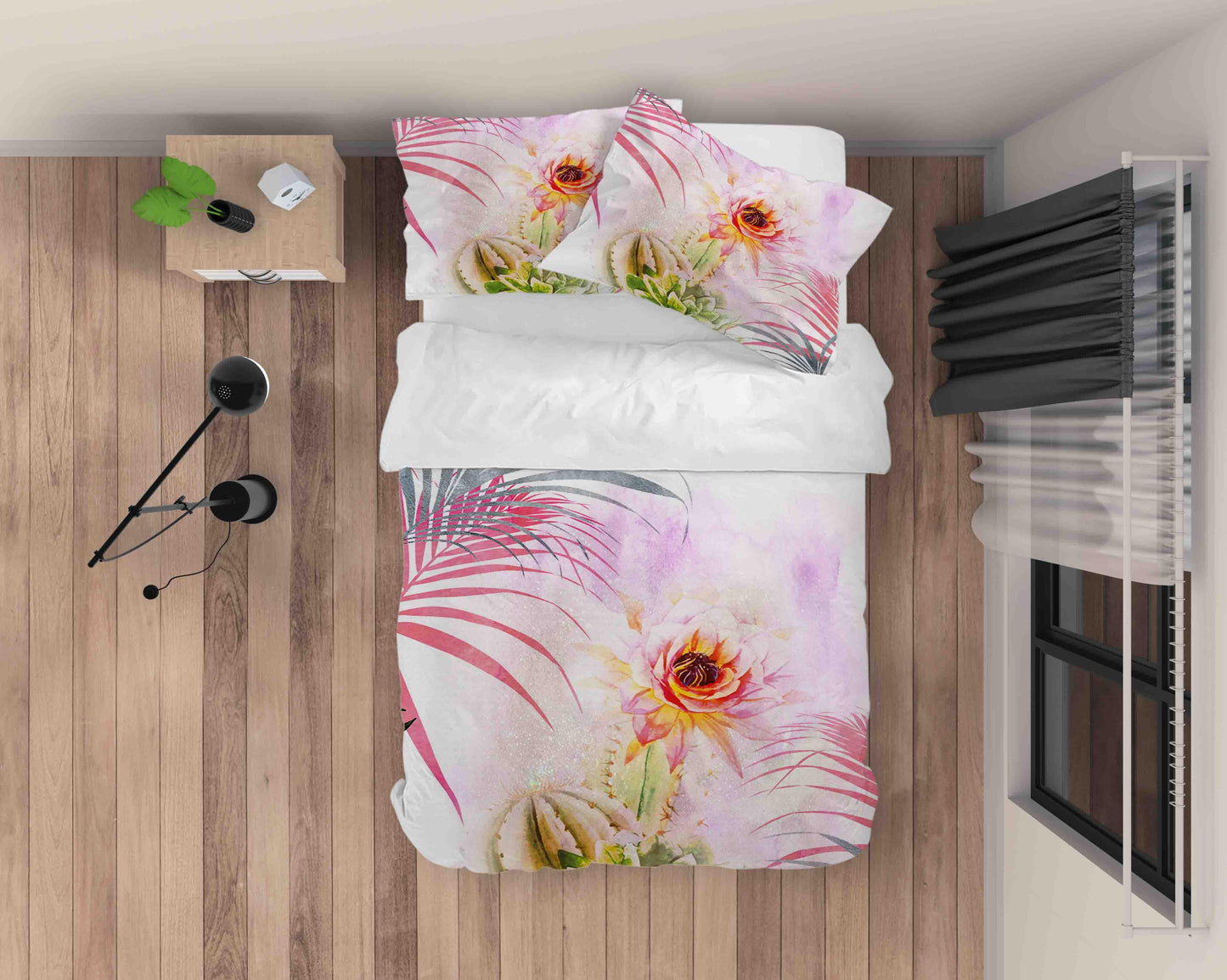 3D Cactus Succulents Floral Quilt Cover Set Bedding Set Duvet Cover Pillowcases SF015