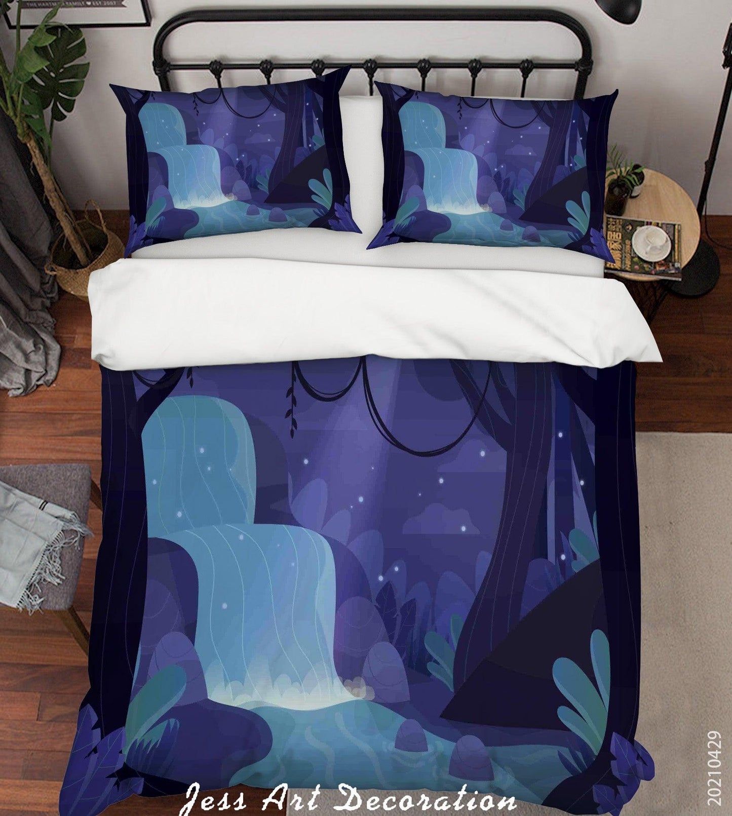 3D Cartoon Forest River Quilt Cover Set Bedding Set Duvet Cover Pillowcases 24