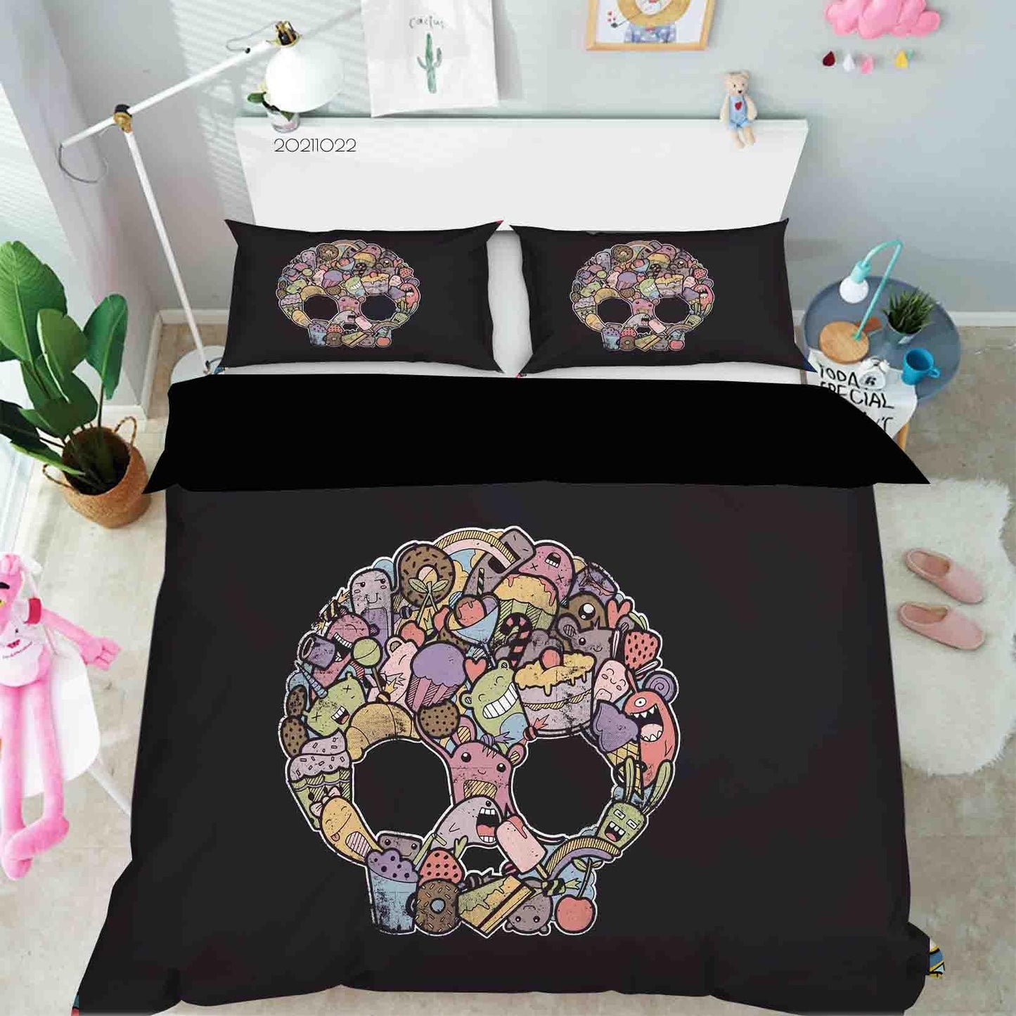 3D Abstract Skull Graffiti Pattern Quilt Cover Set Bedding Set Duvet Cover Pillowcases 79