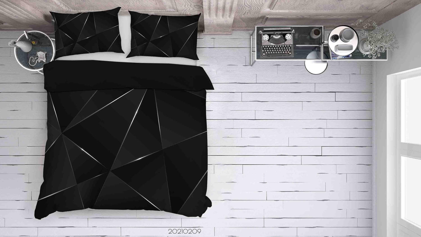3D Abstract Black Geometry Quilt Cover Set Bedding Set Duvet Cover Pillowcases 336