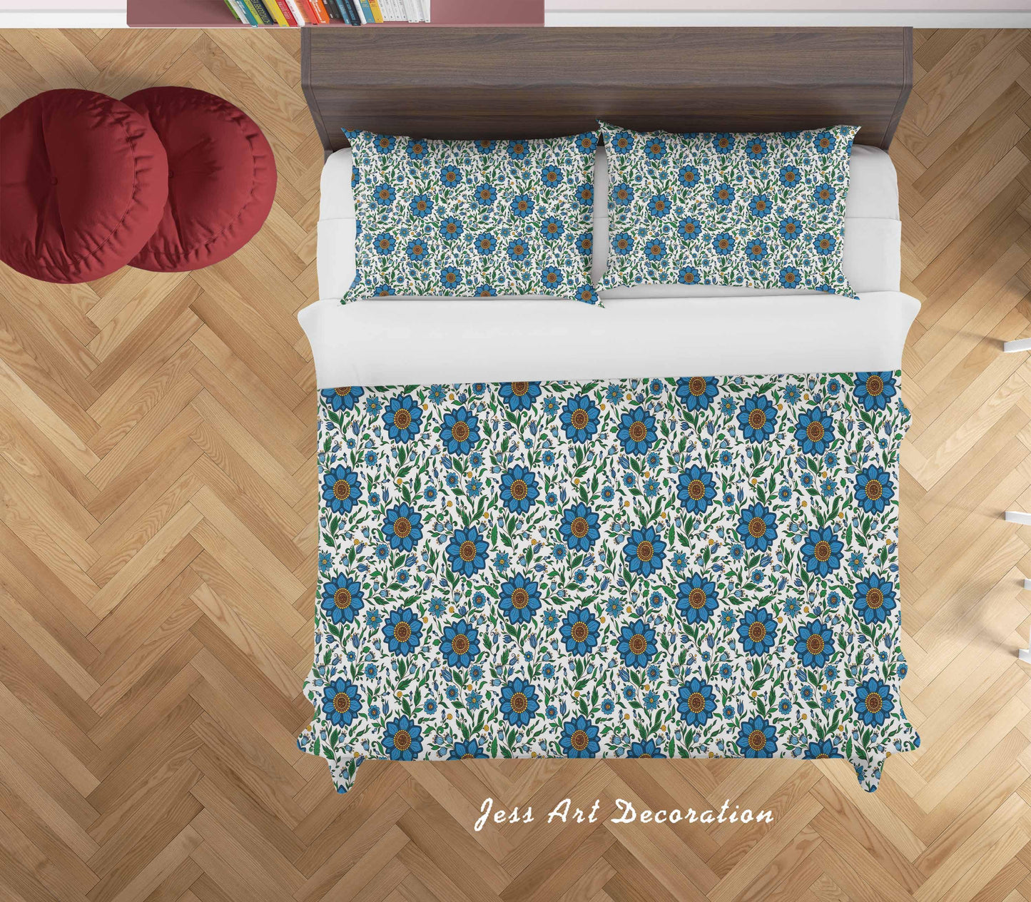 3D Blue Floral Quilt Cover Set Bedding Set Duvet Cover Pillowcases SF119