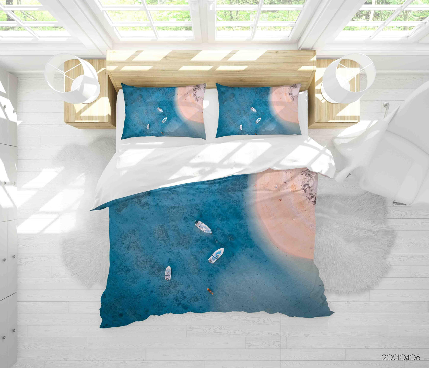 3D Blue Sea Ship Landscape Quilt Cover Set Bedding Set Duvet Cover Pillowcases 43