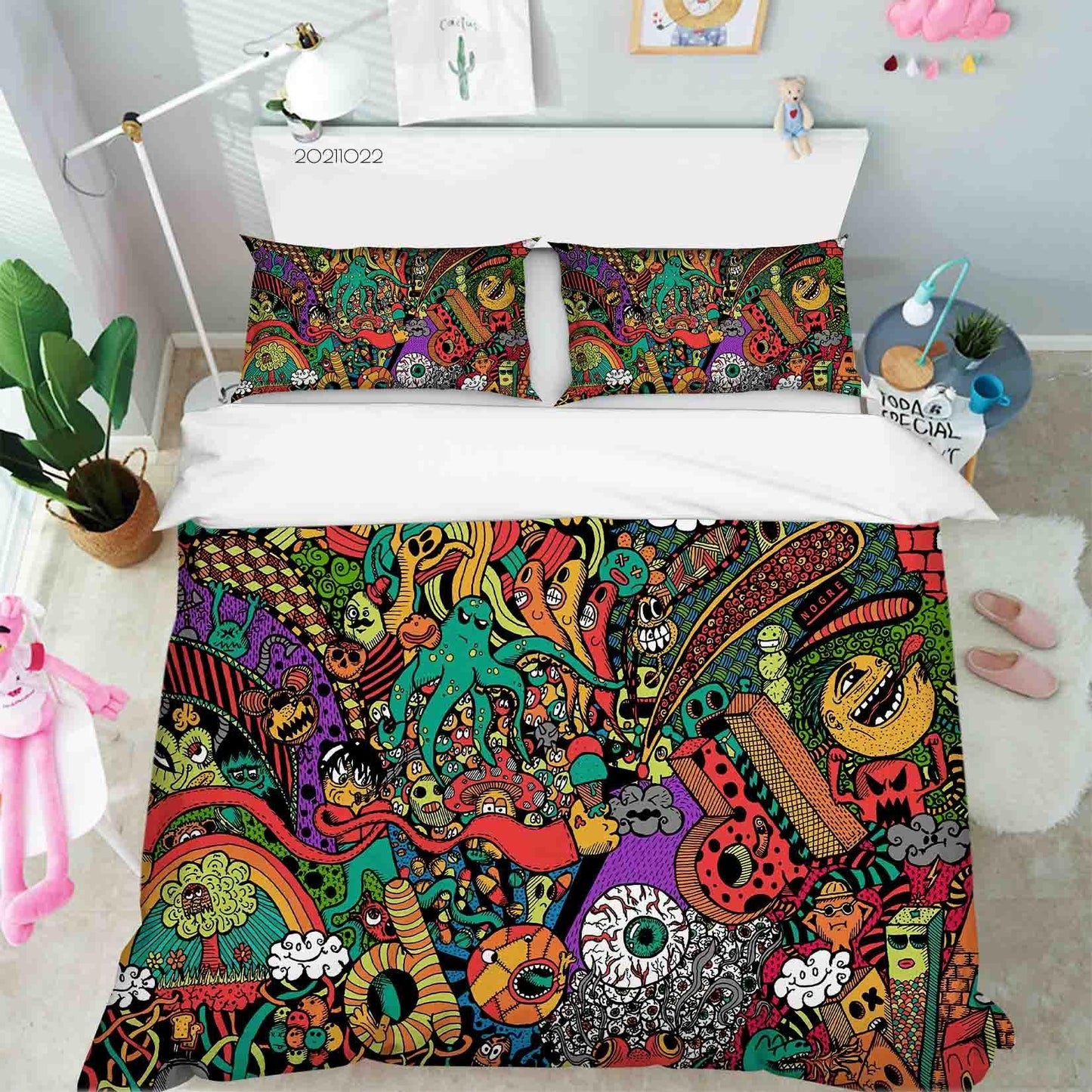 3D Cartoon Color Illustration Quilt Cover Set Bedding Set Duvet Cover Pillowcases 94