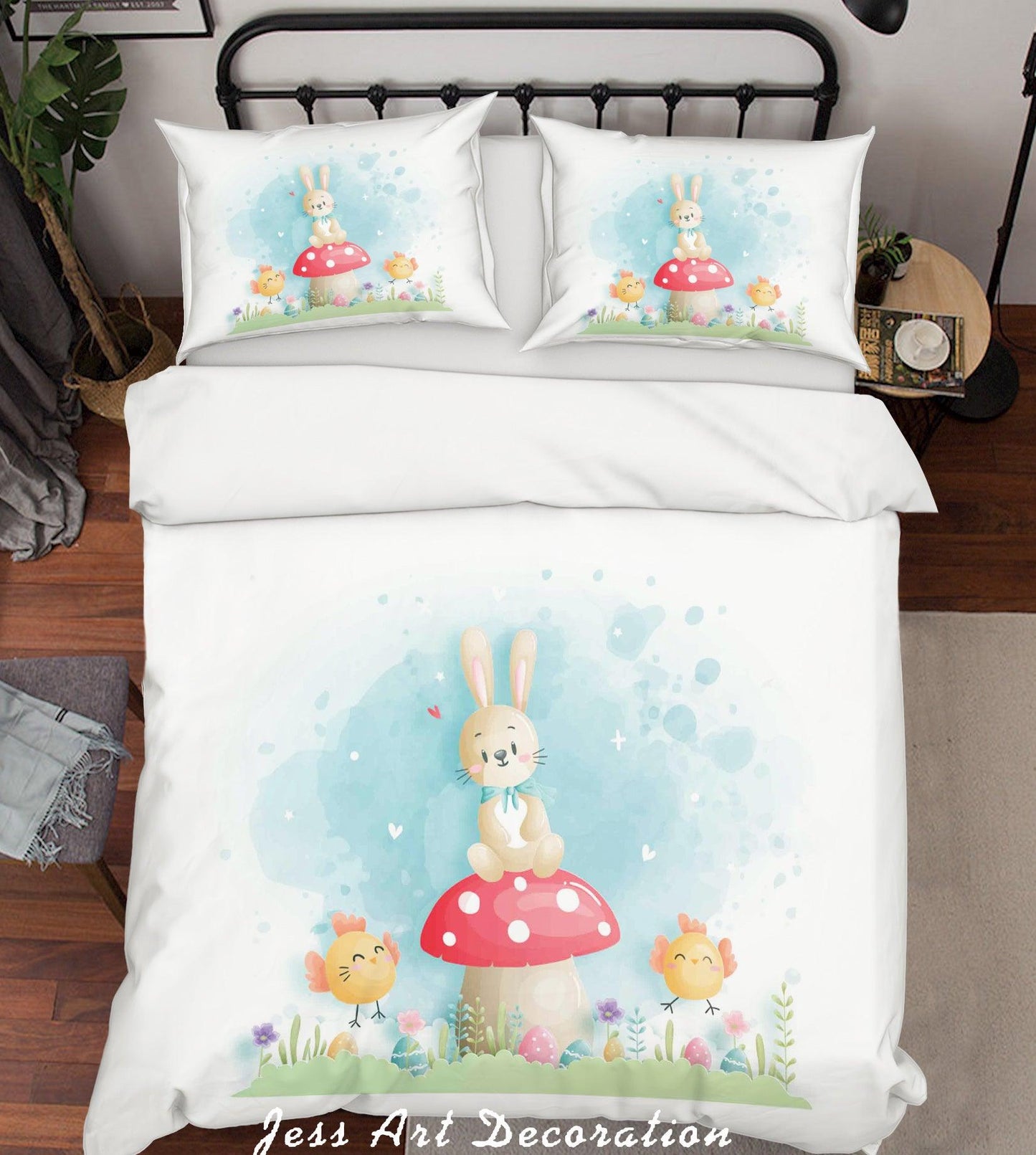 3D Cartoon Rabbit Chick Mushroom Quilt Cover Set Bedding Set Duvet Cover Pillowcases SF75