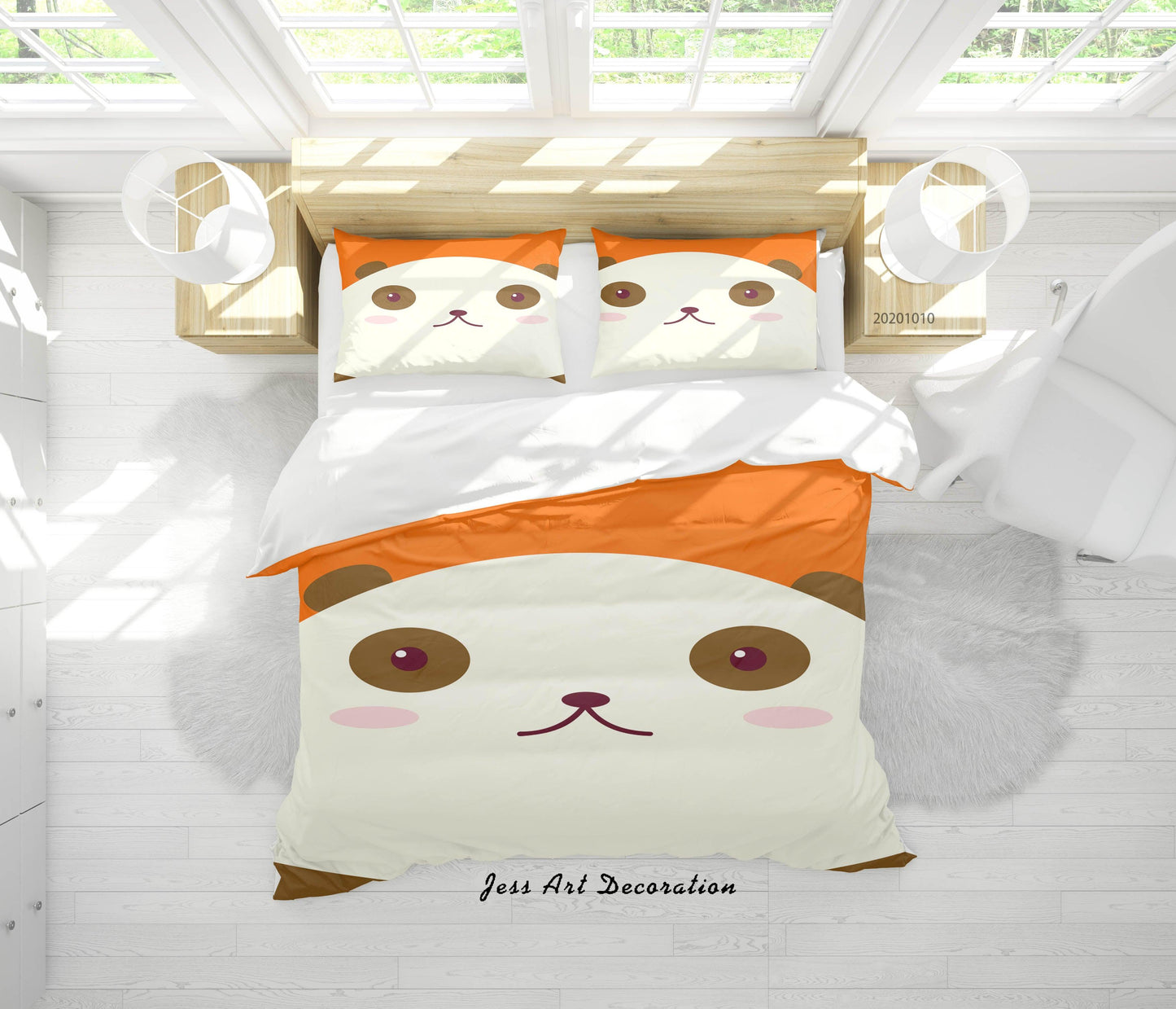 3D Cartoon Cute Animal Panda Quilt Cover Set Bedding Set Duvet Cover Pillowcases WJ 9520