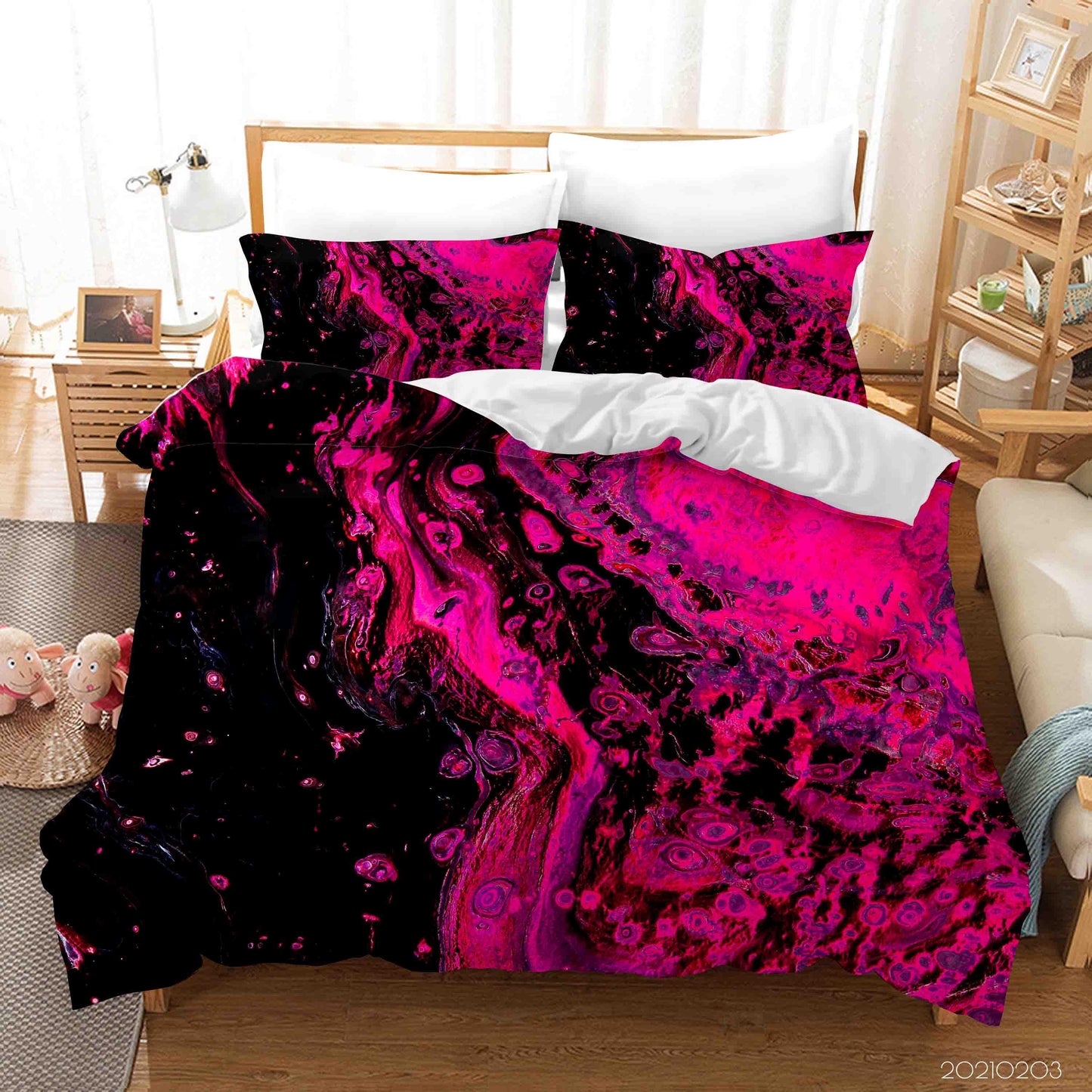 3D Abstract Pink Marble Texture Quilt Cover Set Bedding Set Duvet Cover Pillowcases 104