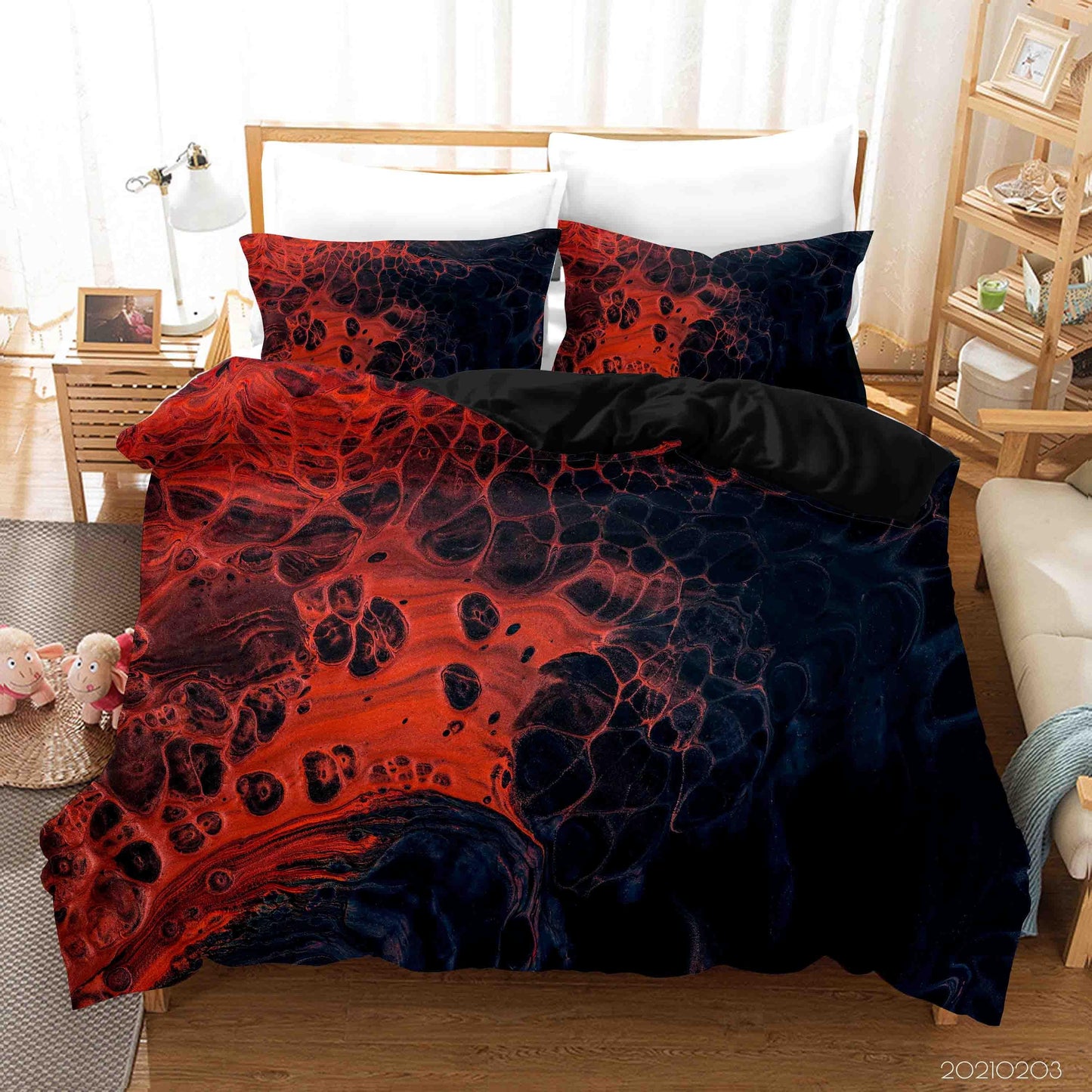 3D Abstract Red Marble Quilt Cover Set Bedding Set Duvet Cover Pillowcases 75