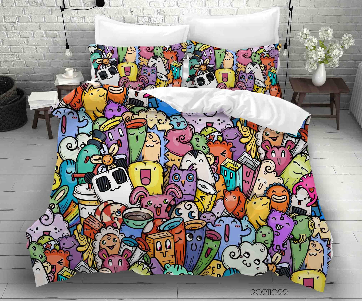 3D Abstract Monster Graffiti Quilt Cover Set Bedding Set Duvet Cover Pillowcases 63