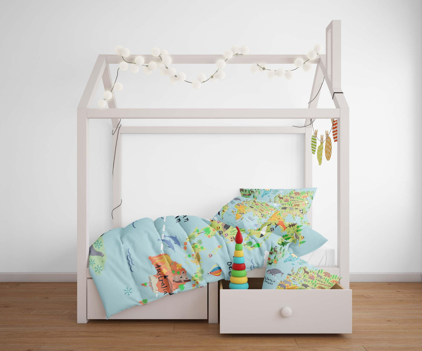 3D Blue World Map Quilt Cover Set Bedding Set Pillowcases 31