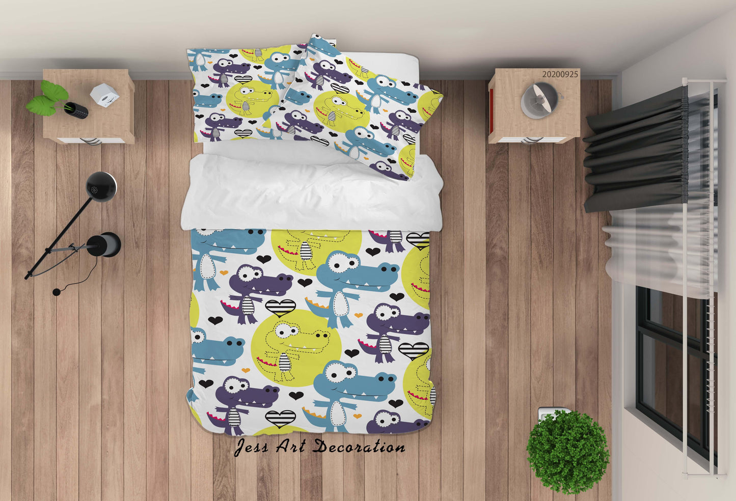 3D Cartoon Animal Crocodile Pattern Quilt Cover Set Bedding Set Duvet Cover Pillowcases WJ 6497