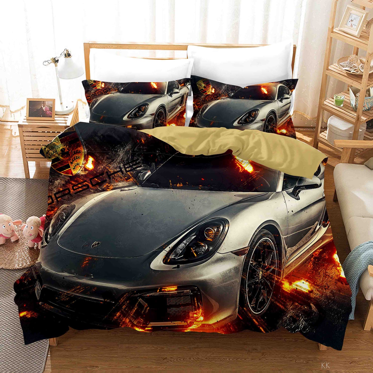 3D Automobile Fire Quilt Cover Set Bedding Set Duvet Cover Pillowcase 407