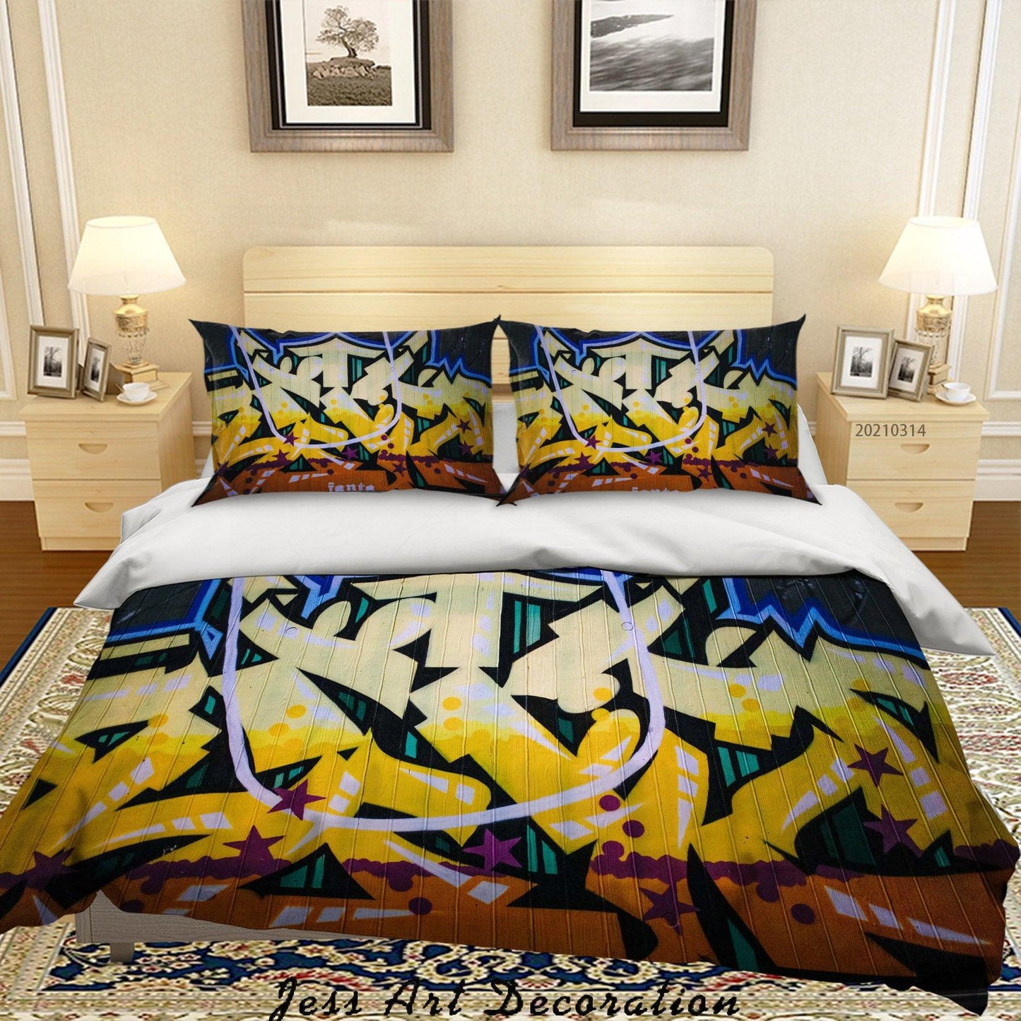 3D Abstract Color Graffiti Quilt Cover Set Bedding Set Duvet Cover Pillowcases 167
