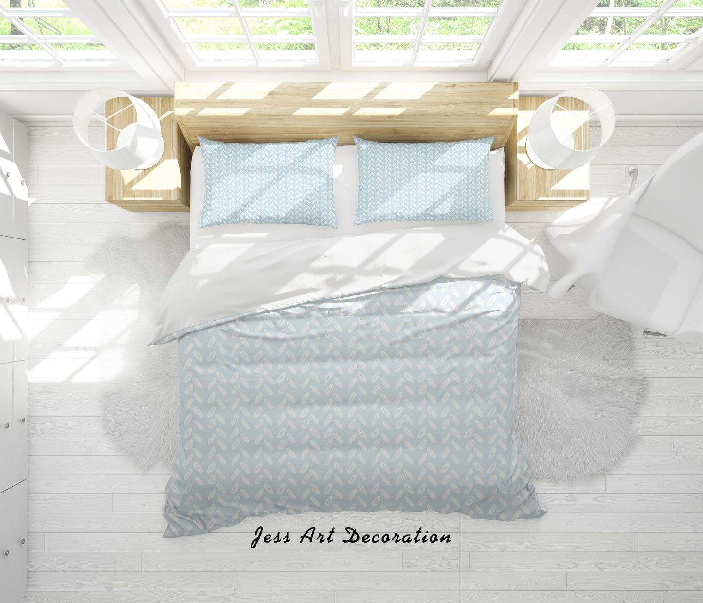 3D Blue Rice Pattern Quilt Cover Set Bedding Set Duvet Cover Pillowcases SF54