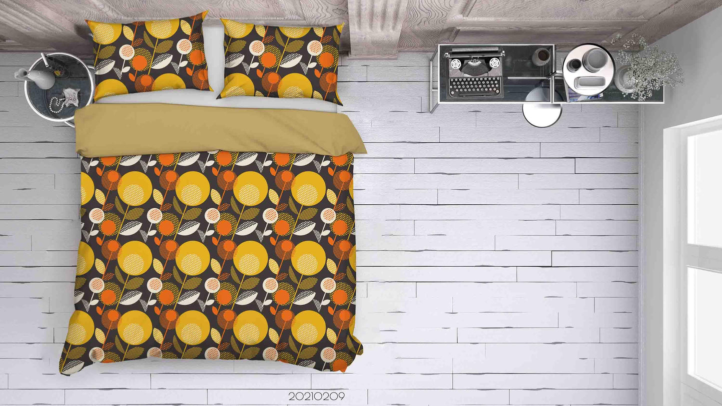 3D Abstract Yellow Floral Quilt Cover Set Bedding Set Duvet Cover Pillowcases 303