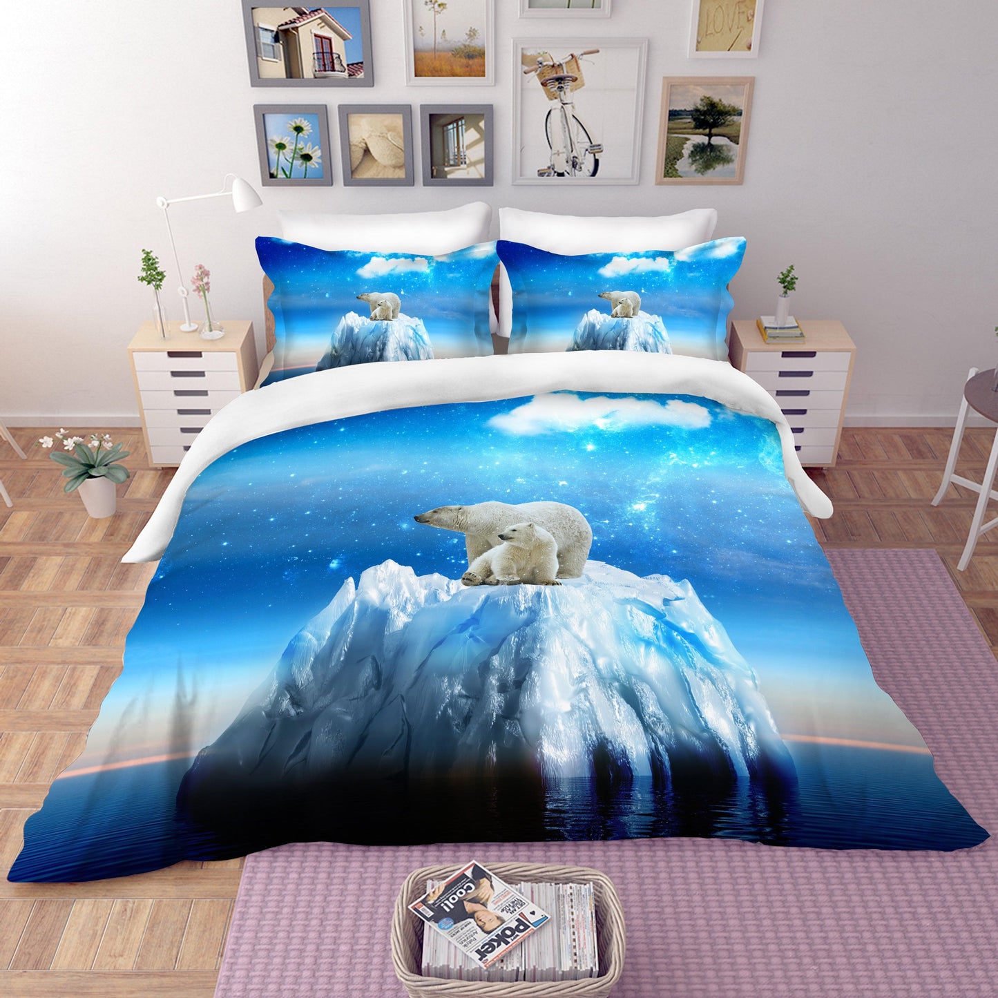 3D Blue Glacier Polar Bear Quilt Cover Set Bedding Set Pillowcases 03