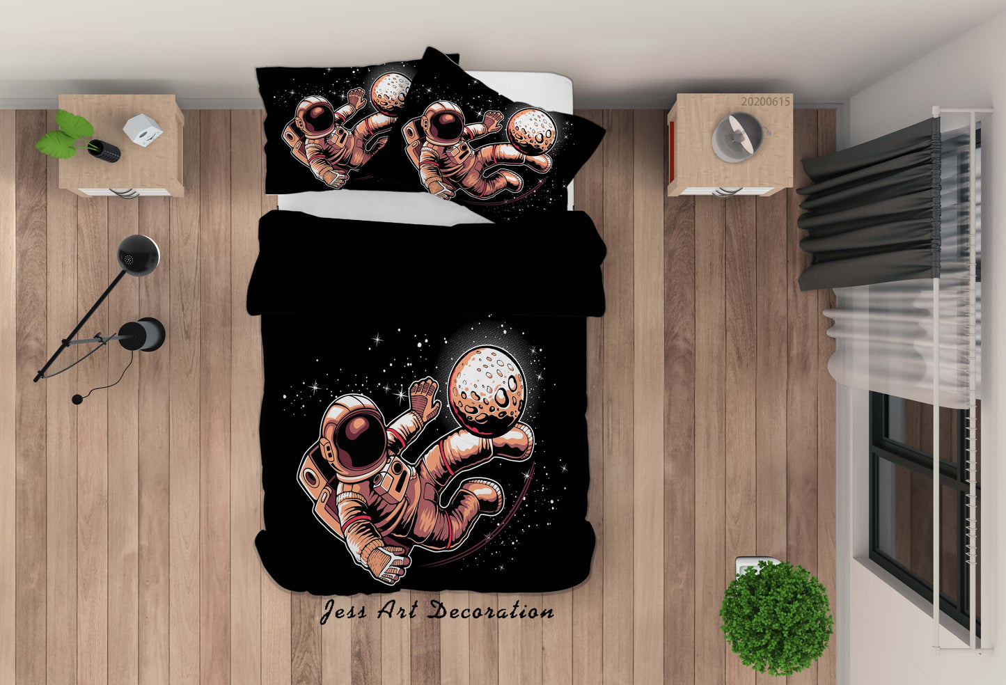 3D Black Planet Astronaut Quilt Cover Set Bedding Set Duvet Cover Pillowcases SF05